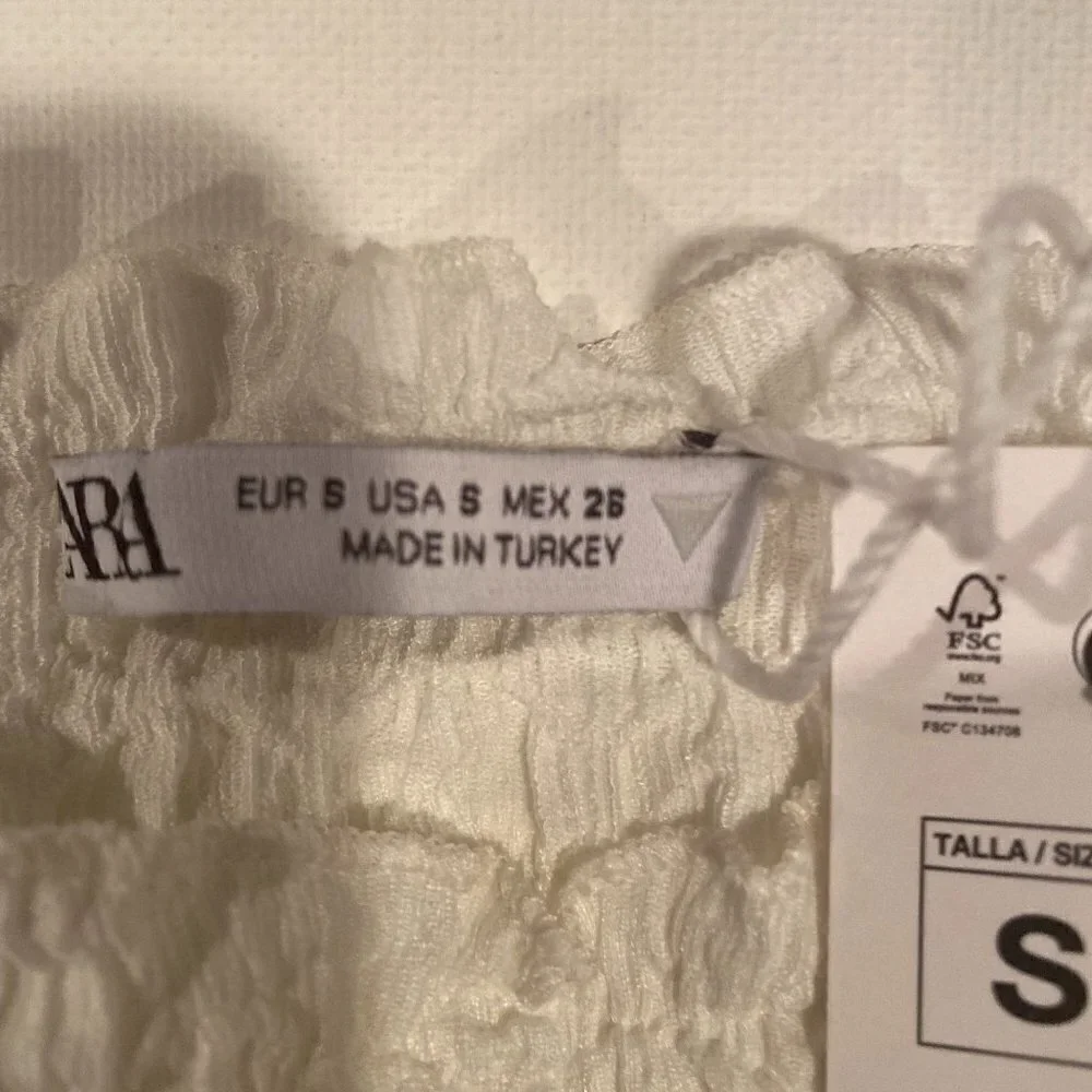 NWT Women's Zara White Short Sleeve Shirt Size Small